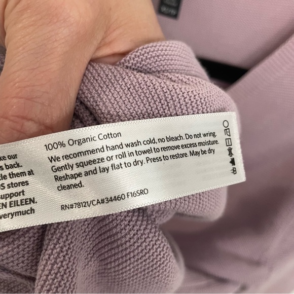 Eileen Fisher Lavender Oversized Organic Cotton Tunic Sweater V-Neck  XS.     10 - Picture 4 of 5